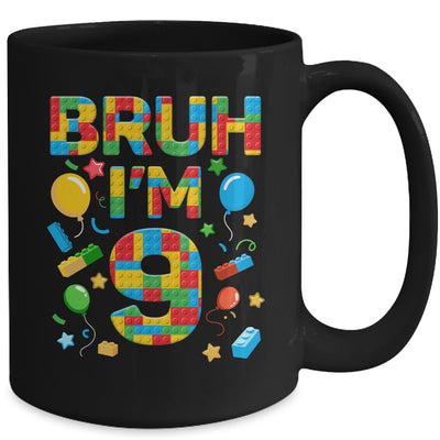 Kids 9 Year Old Building Blocks Bruh 9th Birthday Boy Mug | siriusteestore
