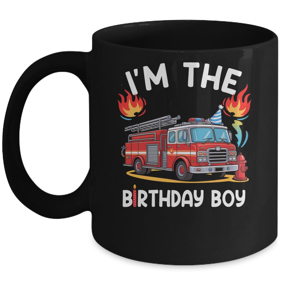 Kids Birthday Boy Fire Truck Firefighter Bday Party Theme Mug | siriusteestore