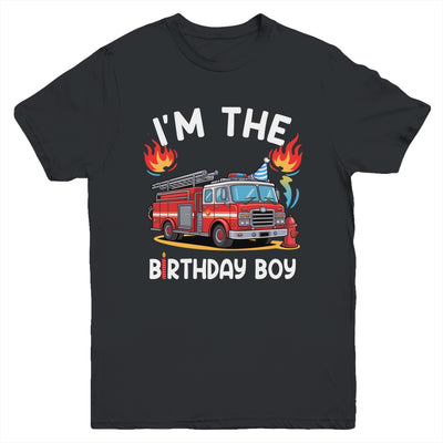 Kids Birthday Boy Fire Truck Firefighter Bday Party Theme Youth Shirt | siriusteestore