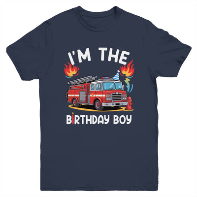 Kids Birthday Boy Fire Truck Firefighter Bday Party Theme Youth Shirt | siriusteestore