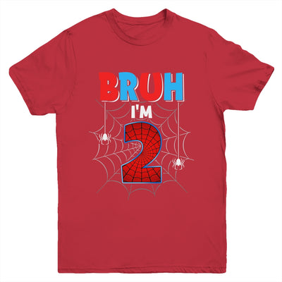 Kids Bruh I'm 2 Year Old It's My 2nd Birthday Boy Spider Youth Shirt | siriusteestore