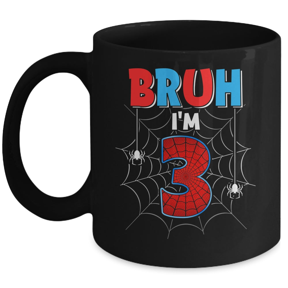 Kids Bruh I'm 3 Year Old It's My 3rd Birthday Boy Spider Mug | siriusteestore