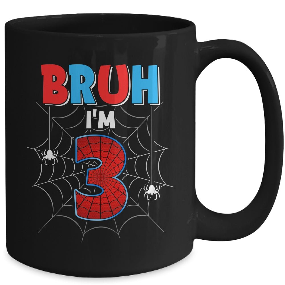 Kids Bruh I'm 3 Year Old It's My 3rd Birthday Boy Spider Mug | siriusteestore