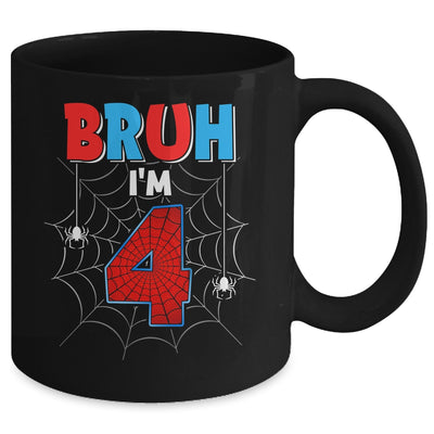 Kids Bruh I'm 4 Year Old It's My 4th Birthday Boy Spider Mug | siriusteestore