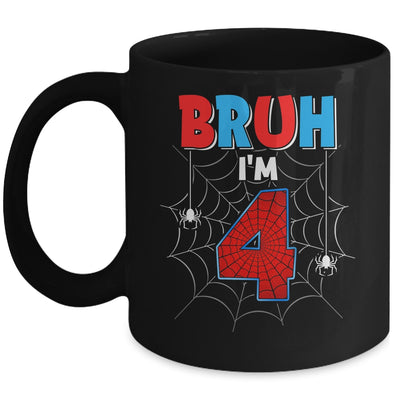Kids Bruh I'm 4 Year Old It's My 4th Birthday Boy Spider Mug | siriusteestore