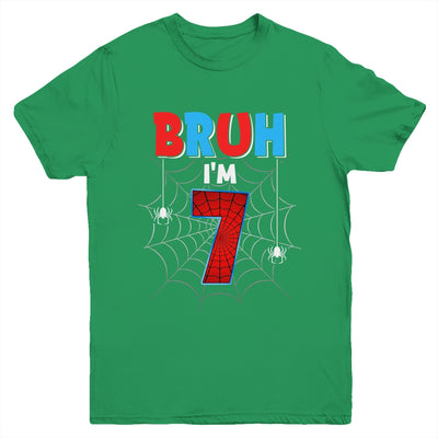 Kids Bruh I'm 7 Year Old It's My 7th Birthday Boy Spider Youth Shirt | siriusteestore