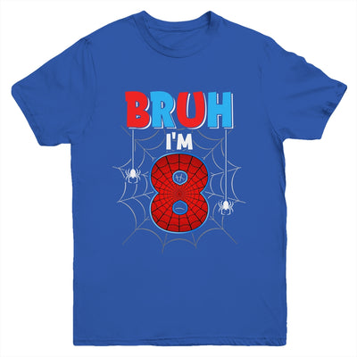 Kids Bruh I'm 8 Year Old It's My 8th Birthday Boy Spider Youth Shirt | siriusteestore