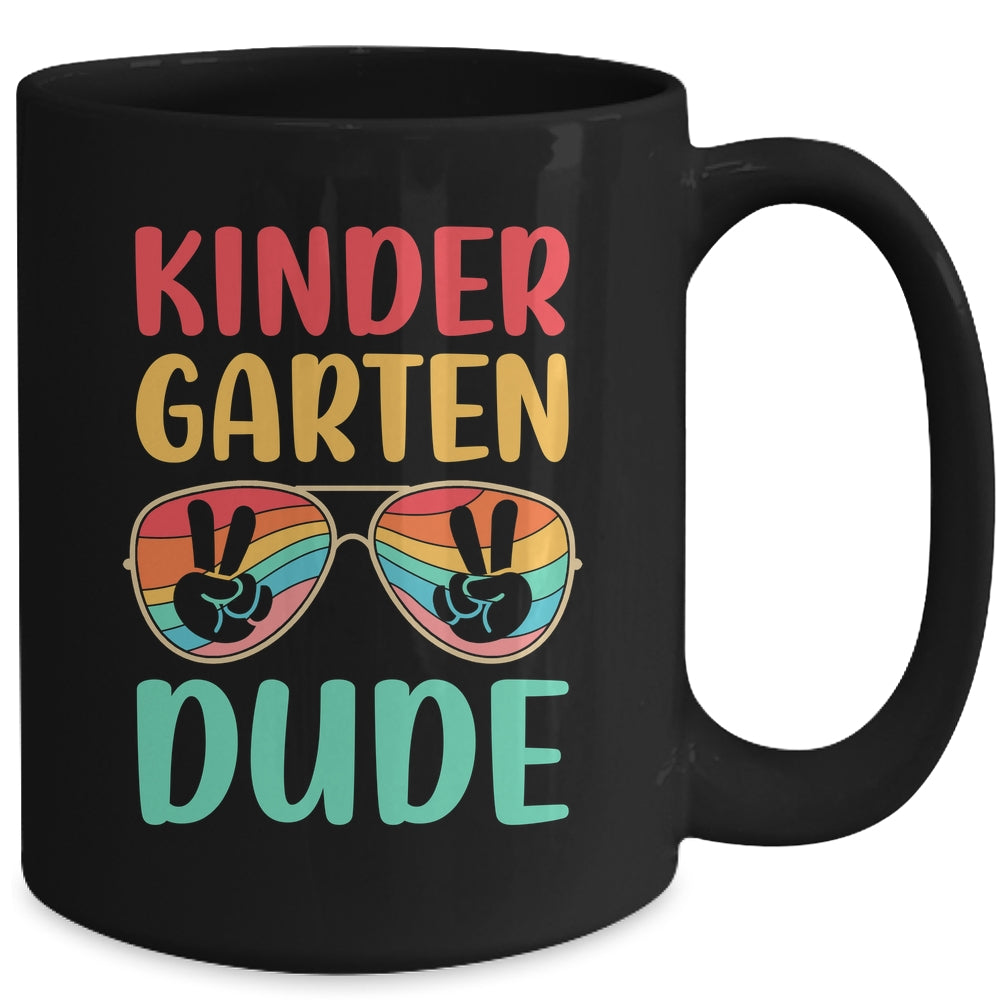 Kids Kindergarten Dude Kids First Day Of Kindergarten Vintage Mug | siriusteestore
