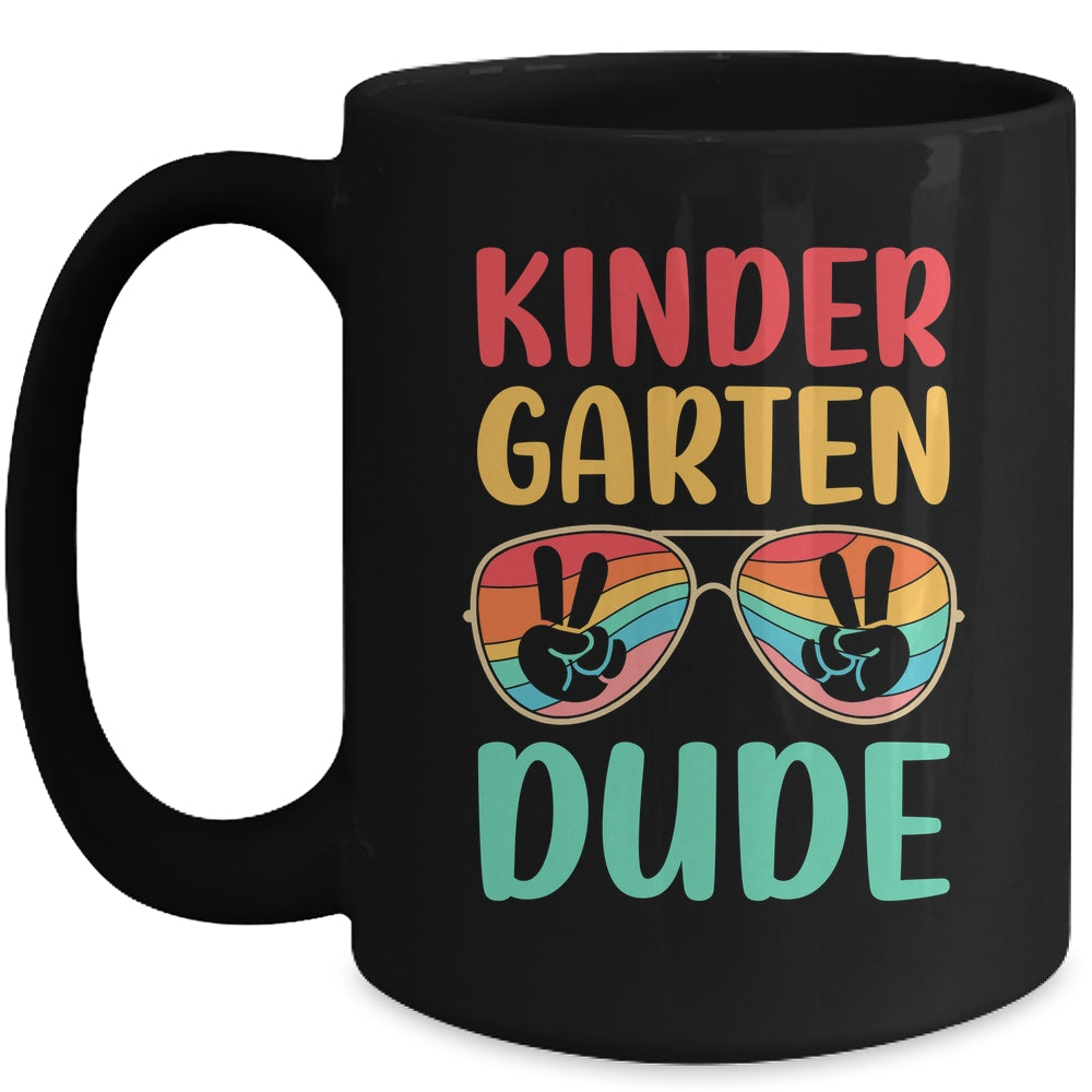 Kids Kindergarten Dude Kids First Day Of Kindergarten Vintage Mug | siriusteestore