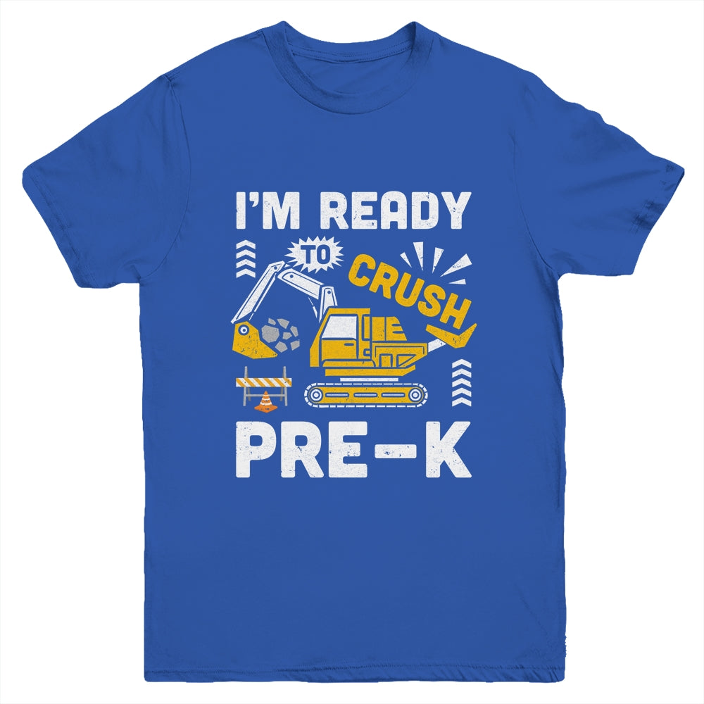 Kids Ready To Crush Preschool Pre-K Construction Truck Boys Youth Shirt | siriusteestore
