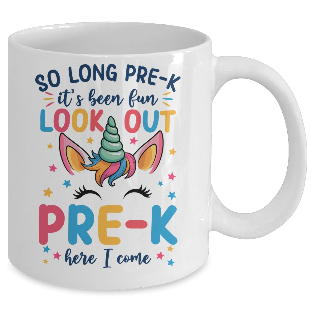 Kids So Long Pre-K It's Been Fun Preschool Pre-K Here I Come Mug | siriusteestore