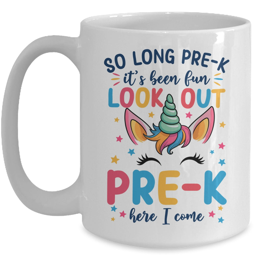 Kids So Long Pre-K It's Been Fun Preschool Pre-K Here I Come Mug | siriusteestore