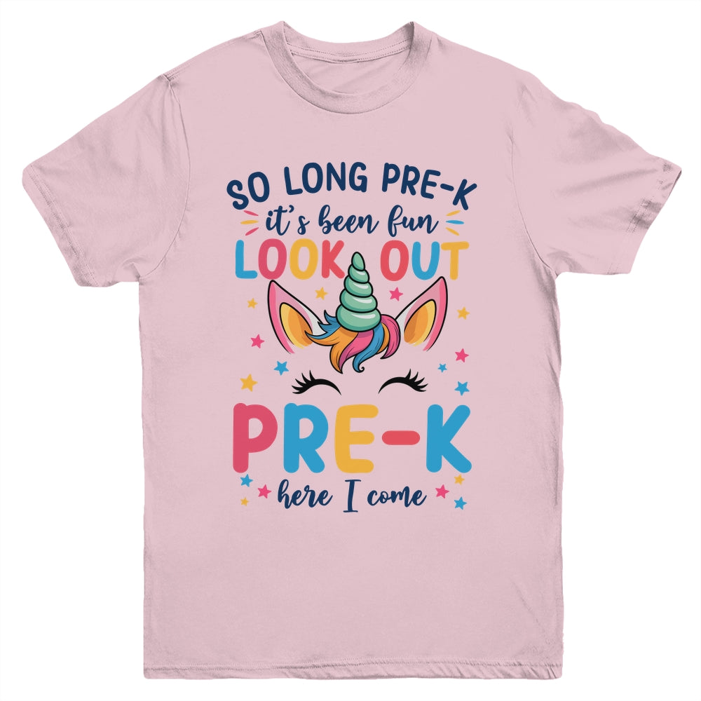 Kids So Long Pre-K It's Been Fun Preschool Pre-K Here I Come Youth Shirt | siriusteestore