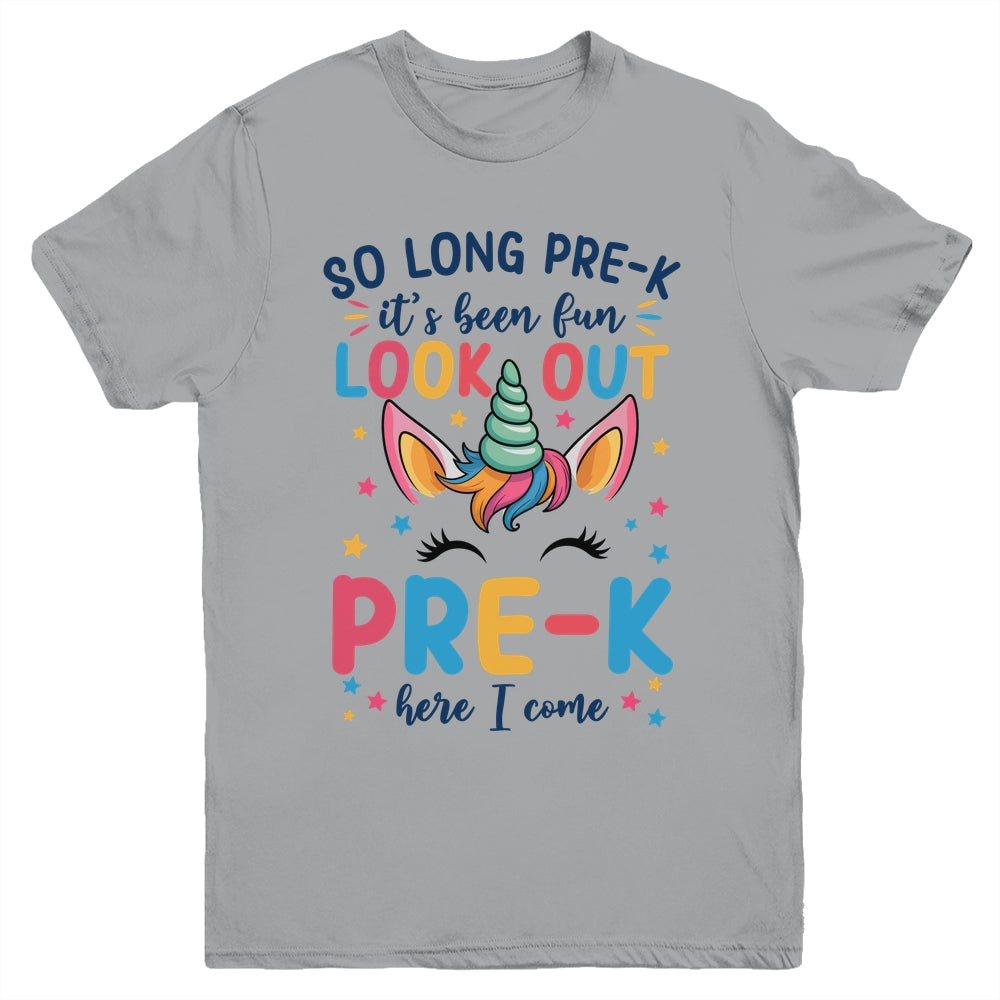 Kids So Long Pre-K It's Been Fun Preschool Pre-K Here I Come Youth Shirt | siriusteestore
