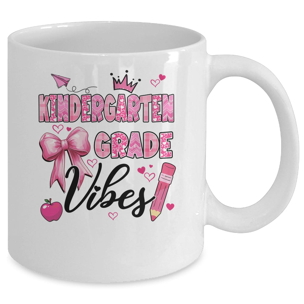 Kindergarten Vibes Back To School Coquette Teacher Girl Mug | siriusteestore