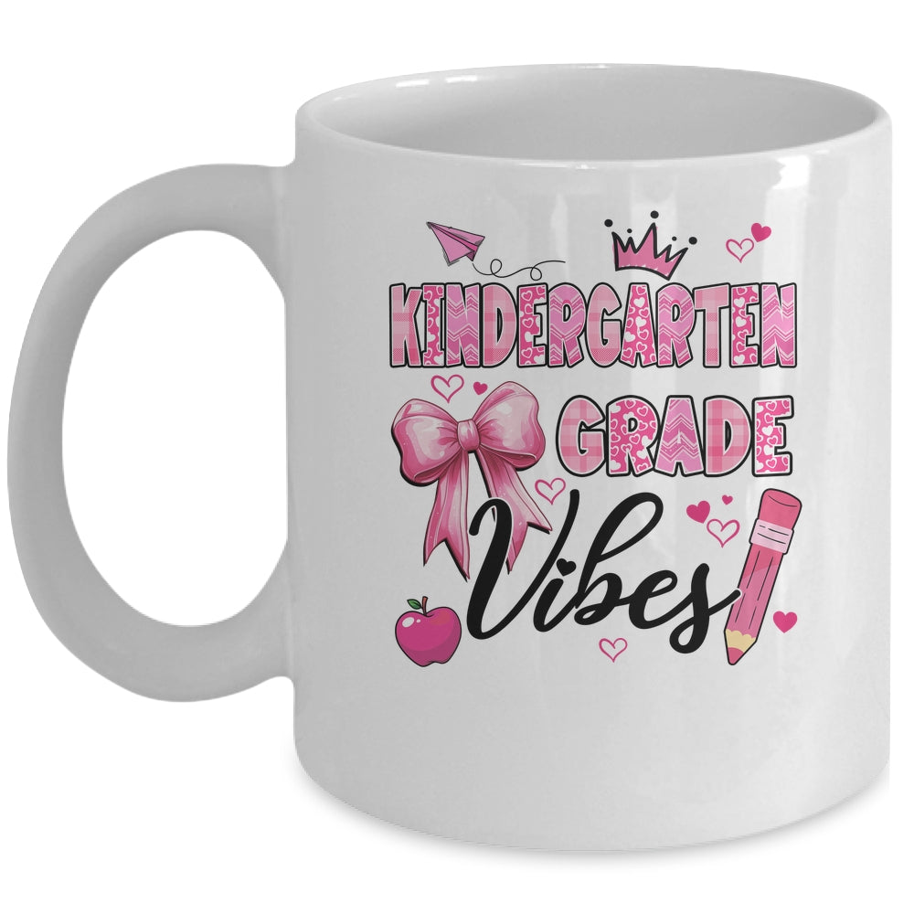 Kindergarten Vibes Back To School Coquette Teacher Girl Mug | siriusteestore