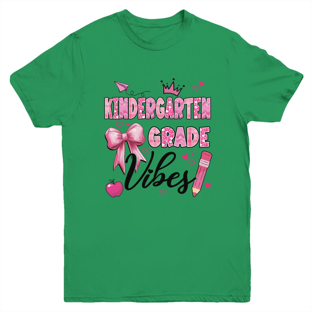 Kindergarten Vibes Back To School Coquette Teacher Girl Youth Shirt | siriusteestore