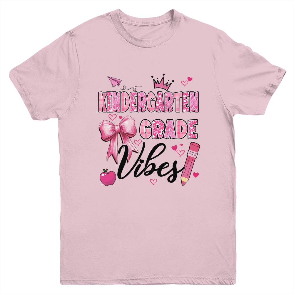 Kindergarten Vibes Back To School Coquette Teacher Girl Youth Shirt | siriusteestore