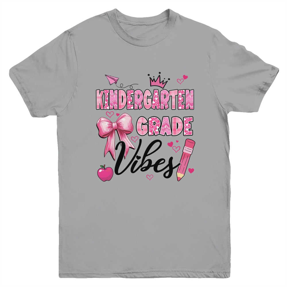 Kindergarten Vibes Back To School Coquette Teacher Girl Youth Shirt | siriusteestore