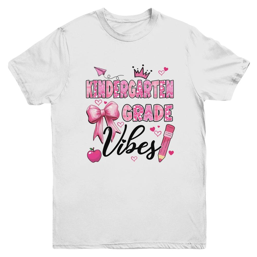 Kindergarten Vibes Back To School Coquette Teacher Girl Youth Shirt | siriusteestore
