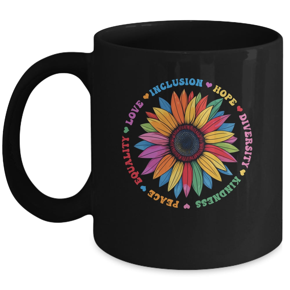 Kindness Peace Equality Love Hope Floral Sunflower Women Mug | siriusteestore