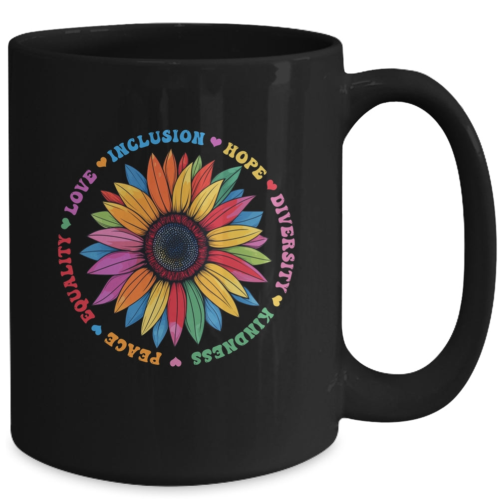 Kindness Peace Equality Love Hope Floral Sunflower Women Mug | siriusteestore