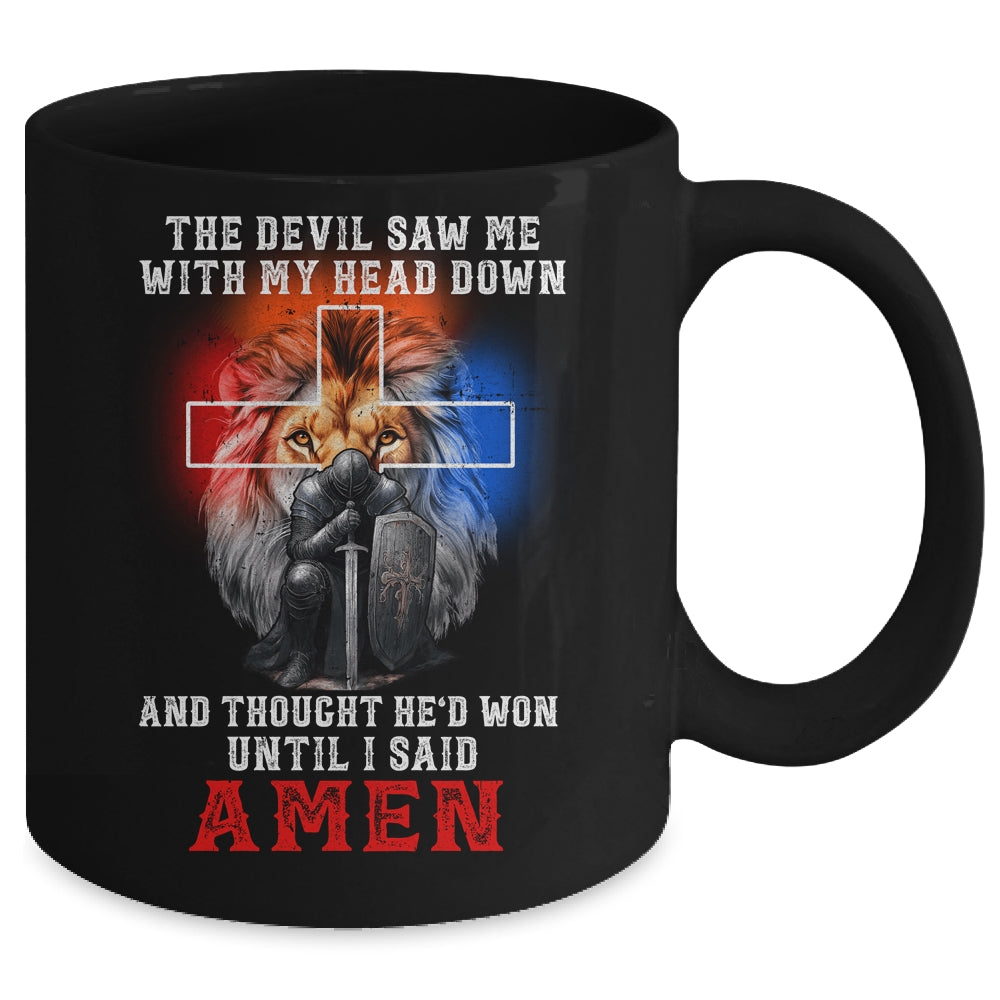 Knight Templar The Devil Saw Me With My Head Down Lion Mug | siriusteestore