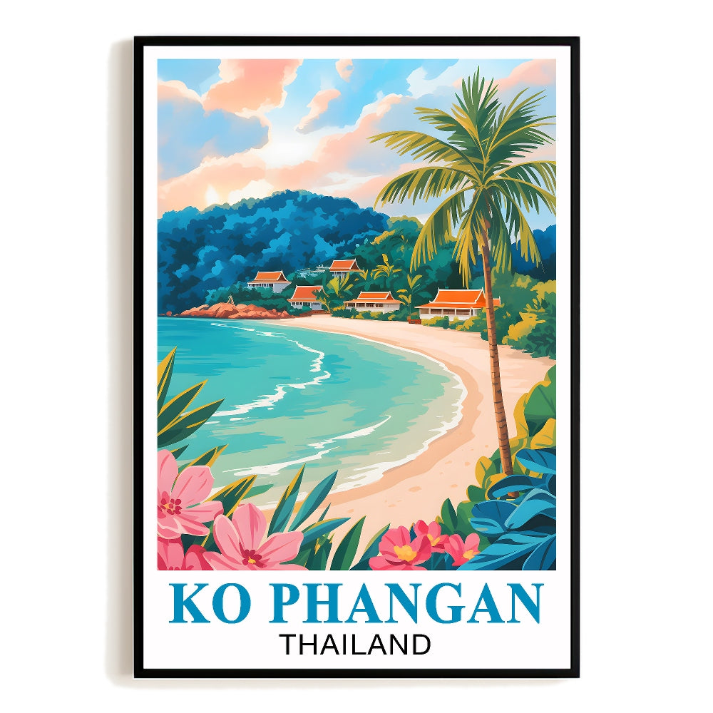 Ko Phangan Thailand Vintage Travel Poster Tropical Island Paradise Souvenir Wall Art Landscape Print Painting Picture Ideal For Home Office Bedroom Decor Unframed | siriusteestore