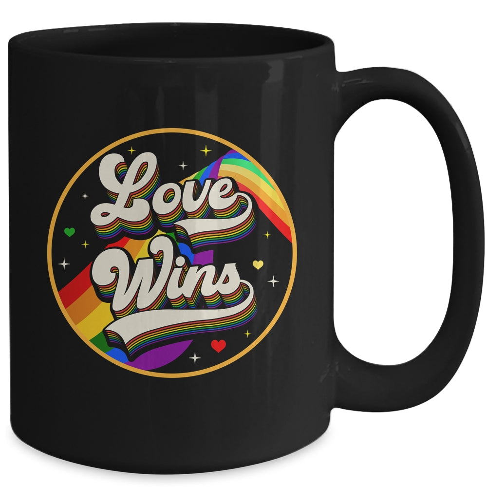 LGBTQ Love Wins Gay Pride LGBT Rainbow Flag Vintage Mug | siriusteestore