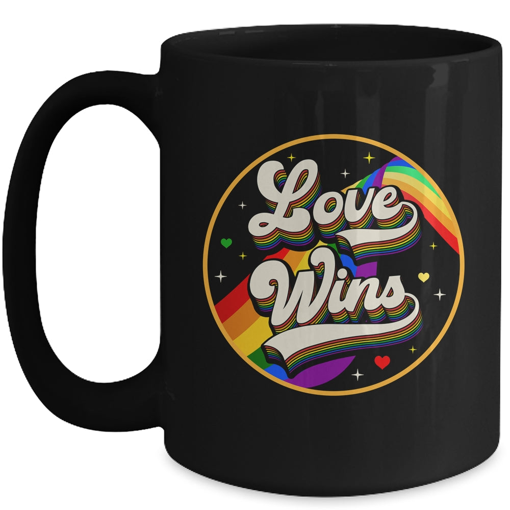 LGBTQ Love Wins Gay Pride LGBT Rainbow Flag Vintage Mug | siriusteestore