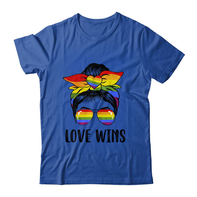 LGBTQ Love Wins Messy Bun Women Gay Pride LGBT Lesbian Shirt & Tank Top | siriusteestore