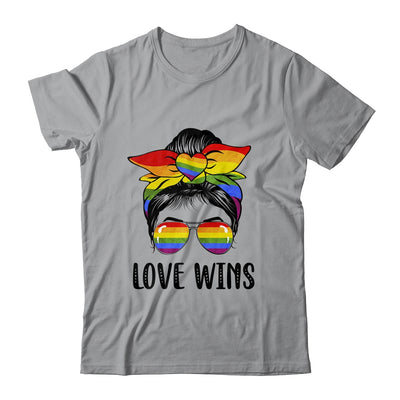 LGBTQ Love Wins Messy Bun Women Gay Pride LGBT Lesbian Shirt & Tank Top | siriusteestore
