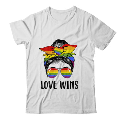 LGBTQ Love Wins Messy Bun Women Gay Pride LGBT Lesbian Shirt & Tank Top | siriusteestore