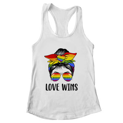 LGBTQ Love Wins Messy Bun Women Gay Pride LGBT Lesbian Shirt & Tank Top | siriusteestore