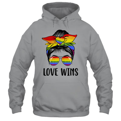LGBTQ Love Wins Messy Bun Women Gay Pride LGBT Lesbian Shirt & Tank Top | siriusteestore