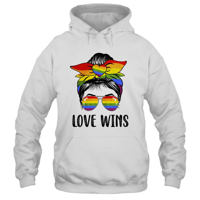 LGBTQ Love Wins Messy Bun Women Gay Pride LGBT Lesbian Shirt & Tank Top | siriusteestore