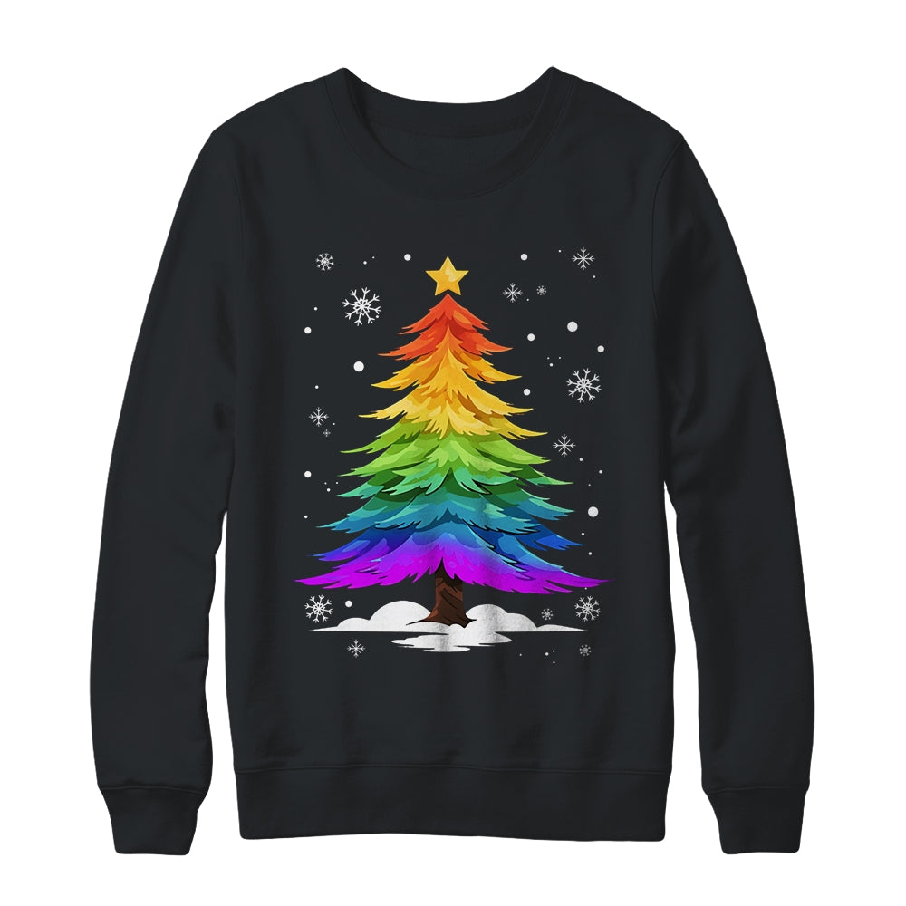 LGBT Flag Christmas Tree Merry Xmas Gay LGBT Pride Rainbow Shirt & Sweatshirt | siriusteestore