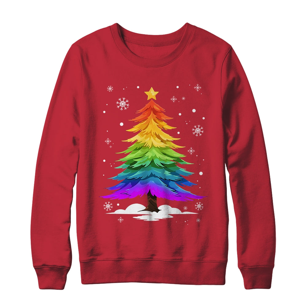 LGBT Flag Christmas Tree Merry Xmas Gay LGBT Pride Rainbow Shirt & Sweatshirt | siriusteestore