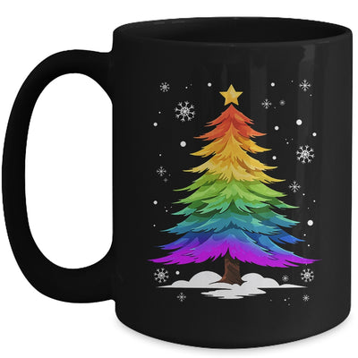 LGBT Flag Christmas Tree Merry Xmas Gay LGBT Pride Rainbow Mug | siriusteestore