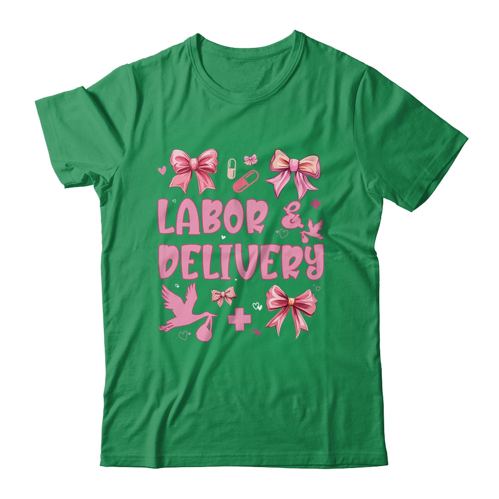 L&D Labor And Delivery Nurse Cute Coquette Pink Bow Ribbon Shirt & Sweatshirt | siriusteestore