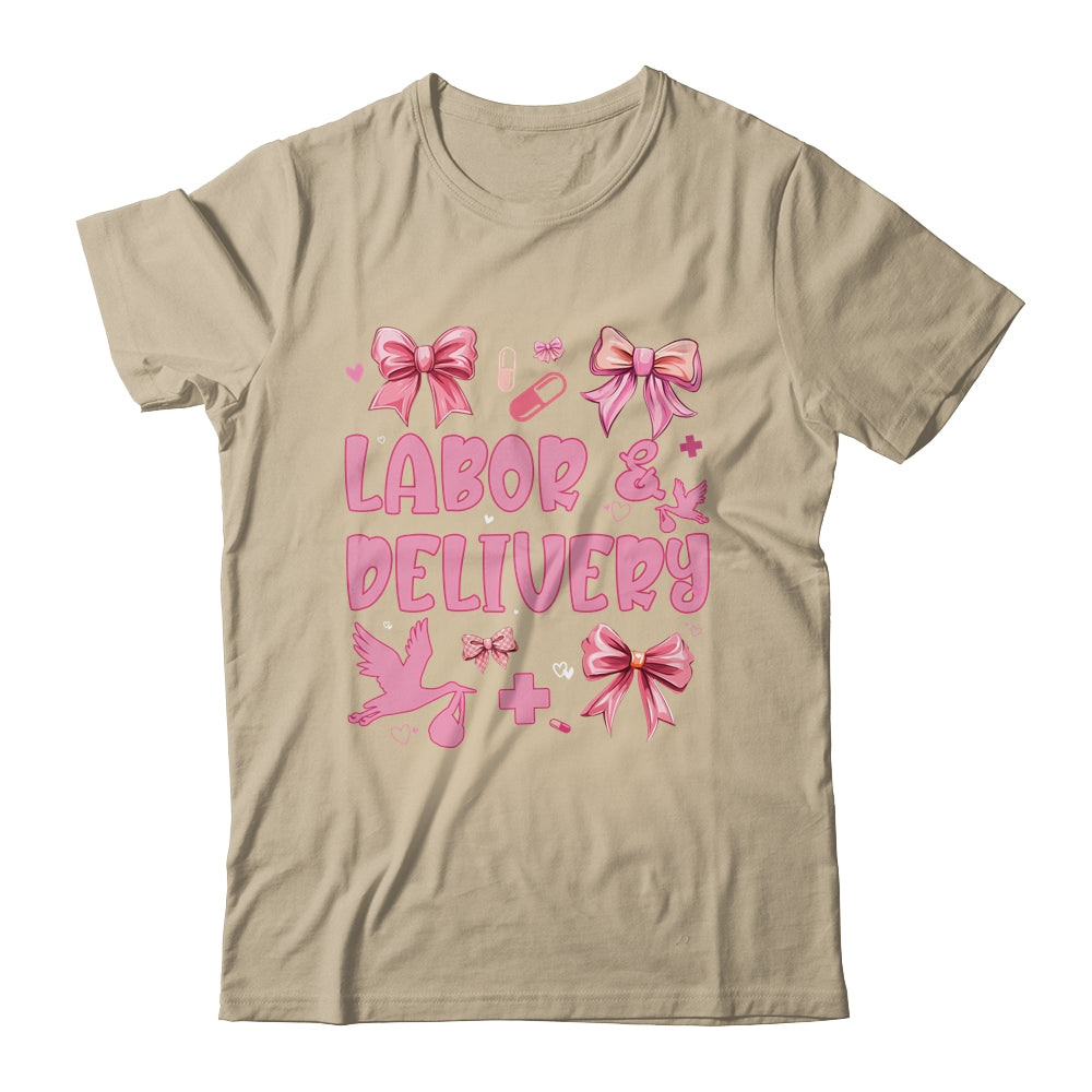 L&D Labor And Delivery Nurse Cute Coquette Pink Bow Ribbon Shirt & Sweatshirt | siriusteestore