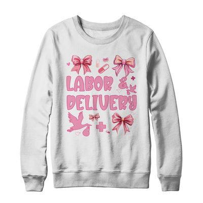 L&D Labor And Delivery Nurse Cute Coquette Pink Bow Ribbon Shirt & Sweatshirt | siriusteestore