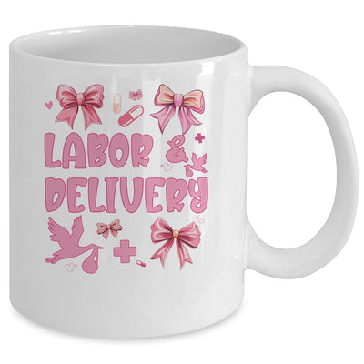 L&D Labor And Delivery Nurse Cute Coquette Pink Bow Ribbon Mug | siriusteestore
