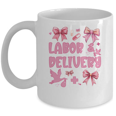 L&D Labor And Delivery Nurse Cute Coquette Pink Bow Ribbon Mug | siriusteestore