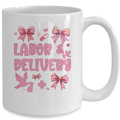 L&D Labor And Delivery Nurse Cute Coquette Pink Bow Ribbon Mug | siriusteestore