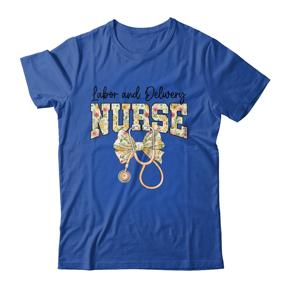 Labor And Delivery Nurse Stethoscope Coquette Bow Graduation Shirt & Tank Top | siriusteestore