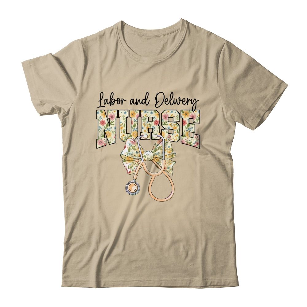 Labor And Delivery Nurse Stethoscope Coquette Bow Graduation Shirt & Tank Top | siriusteestore