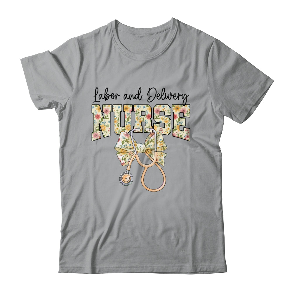 Labor And Delivery Nurse Stethoscope Coquette Bow Graduation Shirt & Tank Top | siriusteestore