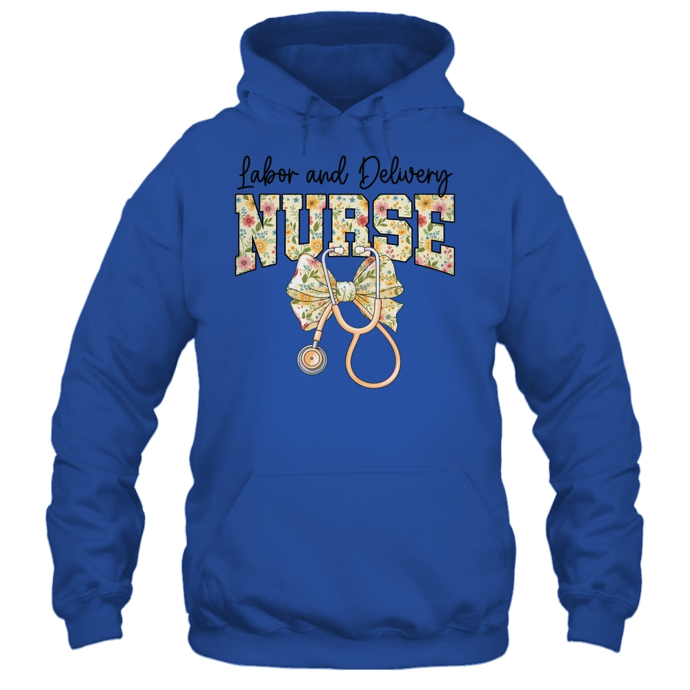 Labor And Delivery Nurse Stethoscope Coquette Bow Graduation Shirt & Tank Top | siriusteestore