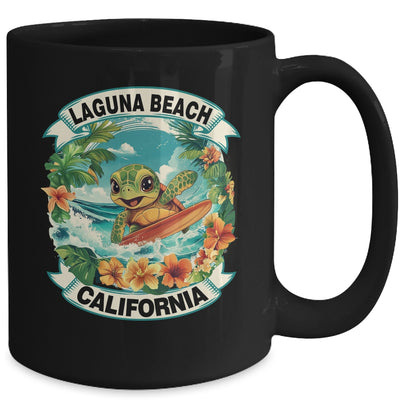 Laguna Beach California Cute Sea Turtle Surfing Summer Vacation Mug | siriusteestore